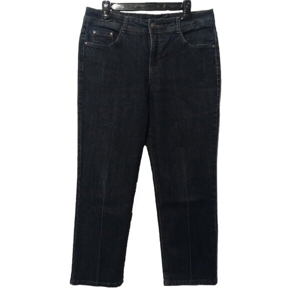 Charter Club Dark Blue Denim Short Classic Straight Leg Jeans US 12P - Picture 1 of 6